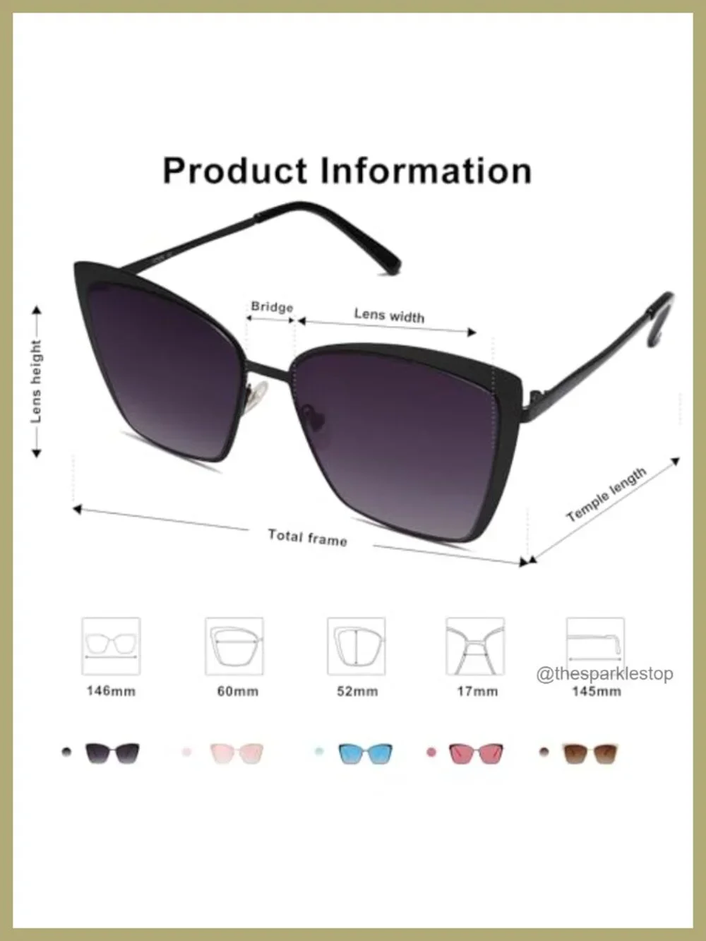 Oversized Cateye Sunglasses for Women Metal Frame UV400 Mirror